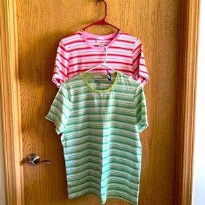 NWT Basic Editions 100% Striped Short Sleeved T-Shirts, Size Lg